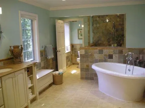 Master bath with freestanding tub