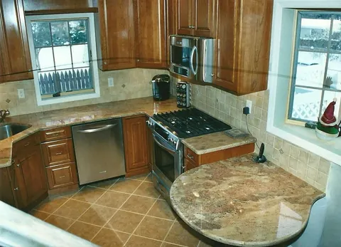 Kitchen tile floor and backsplash